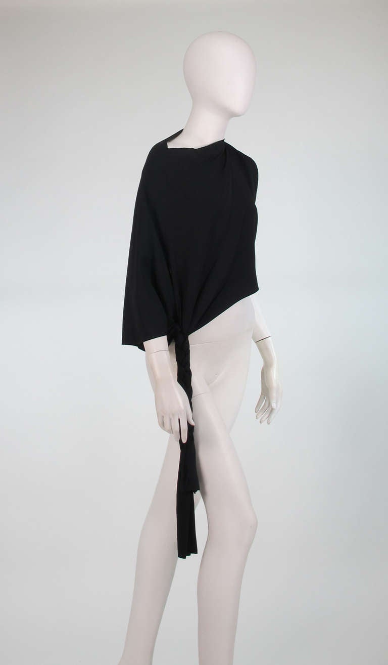 1990s Yohji Yamamoto black silk asymmetrical braid top