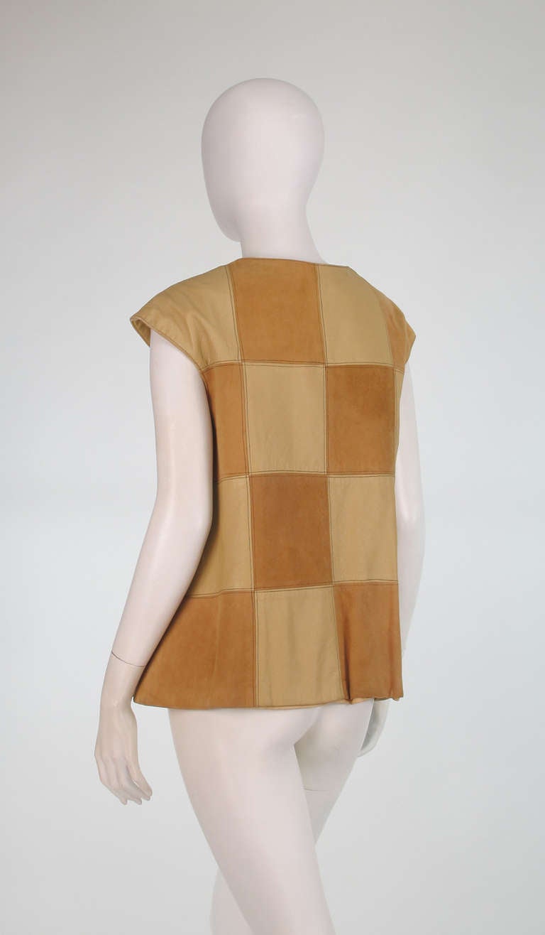 Brown 1950s Bonnie Cashin suede & leather vest