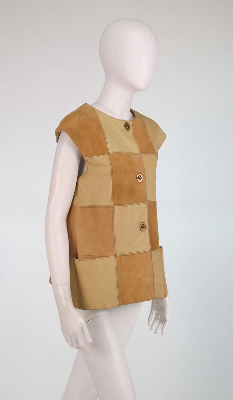 1950s Bonnie Cashin suede & leather vest 1