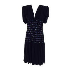 1971 Yves St Laurent Liberation collection black crepe sequin dress