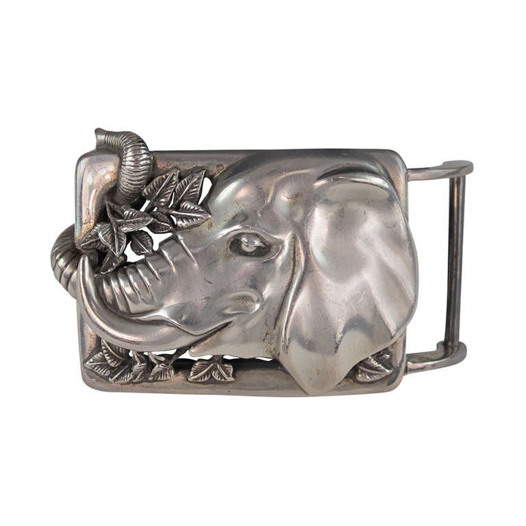 1997 Barry Kieselstein-Cord Tobar the elephant sterling silver large belt buckle
