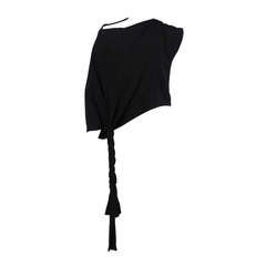 1990s Yohji Yamamoto black silk asymmetrical braid top