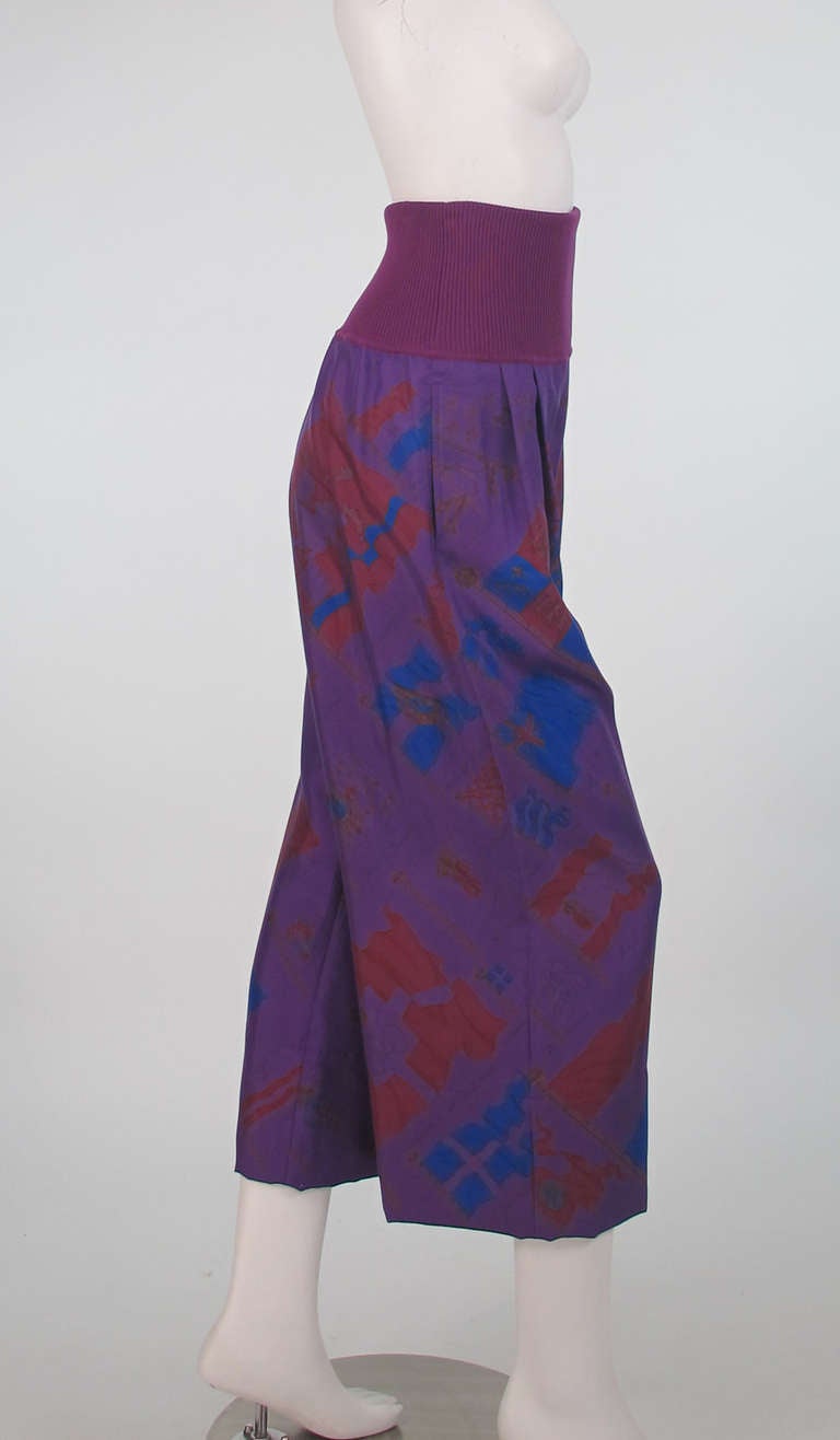Hermes jewel tone silk wide leg pant NWT In New Condition In West Palm Beach, FL