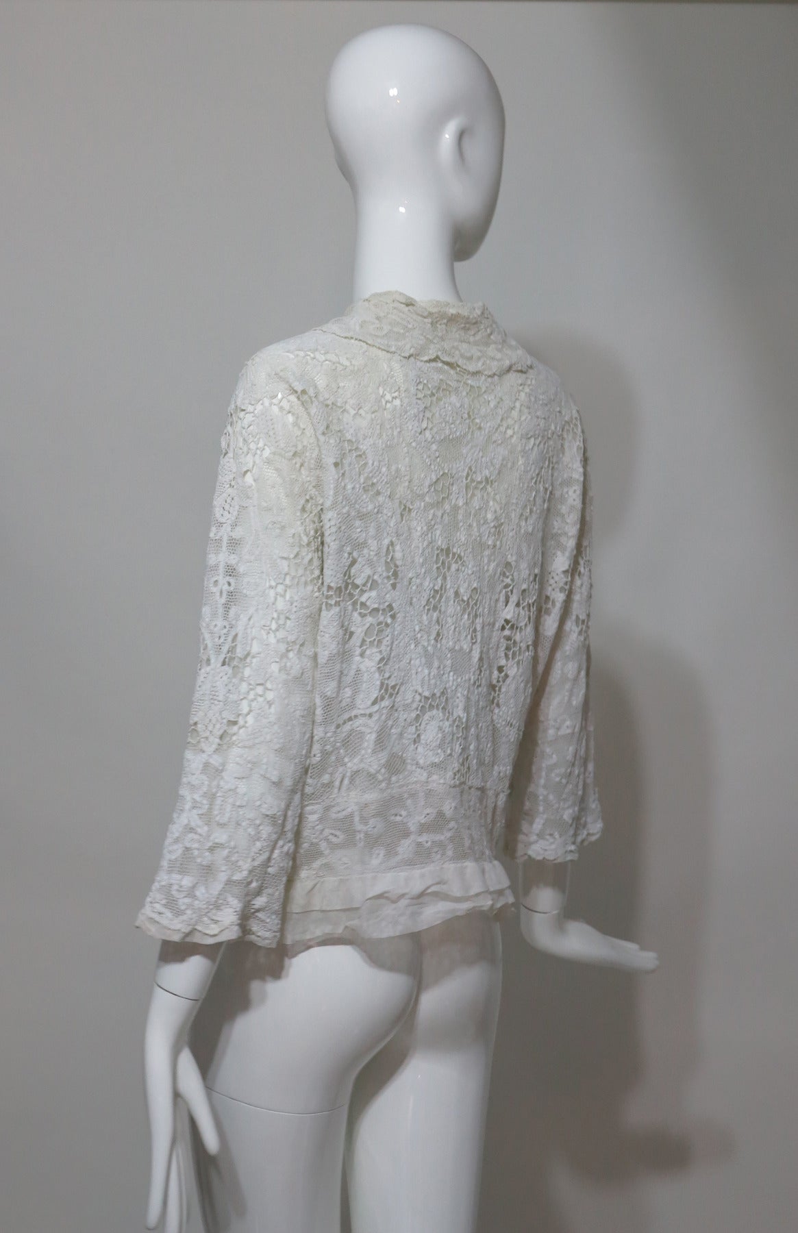 Handmade mixed lace lace Edwardian jacket in off white 1