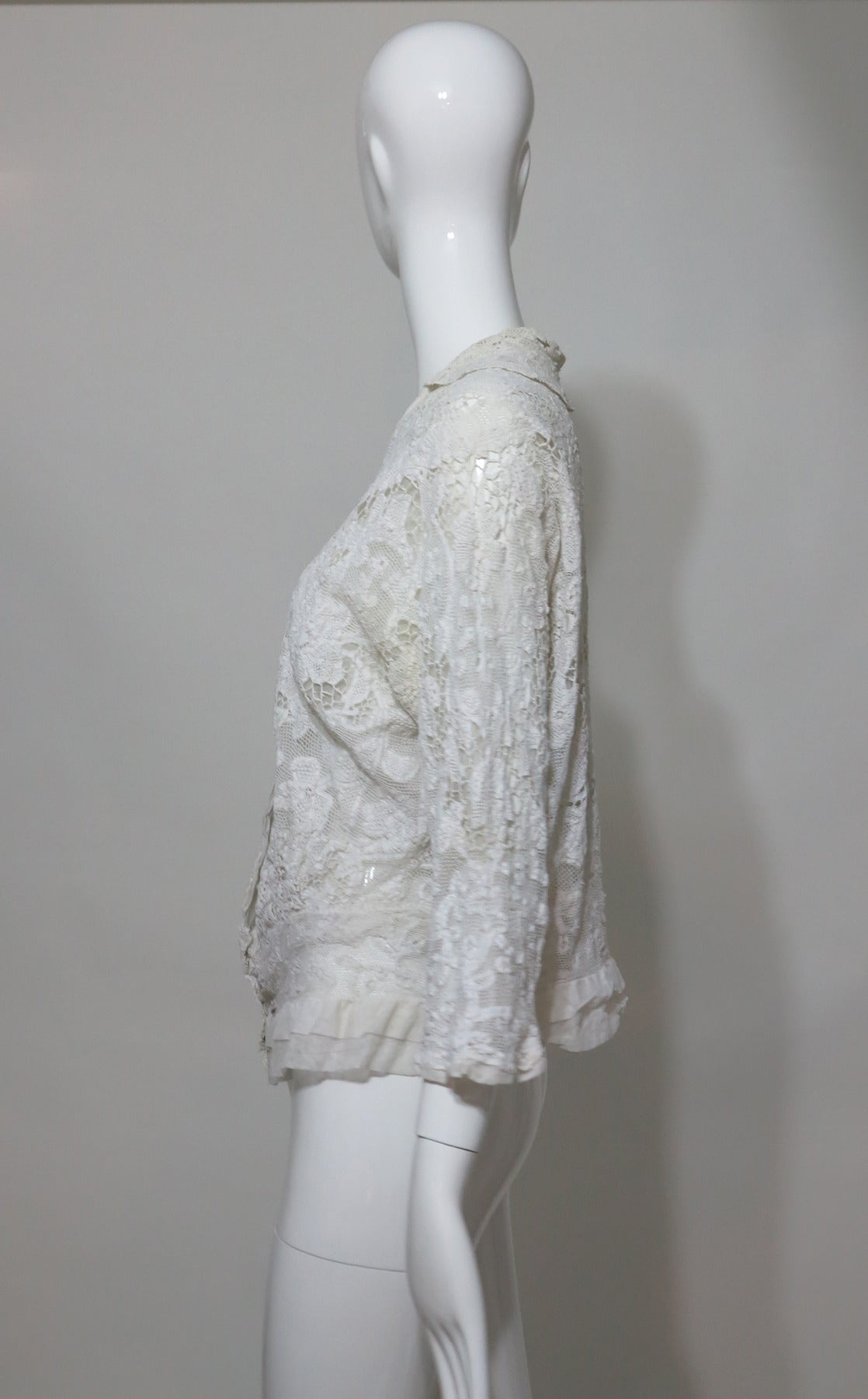 Handmade mixed lace lace Edwardian jacket in off white 2