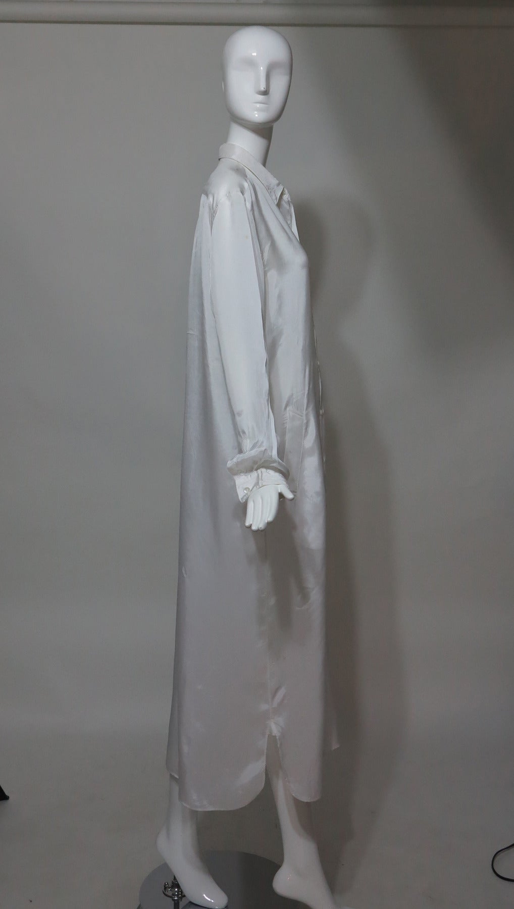 Comme des Garcons sheer white nylon button front coat 1990s 2