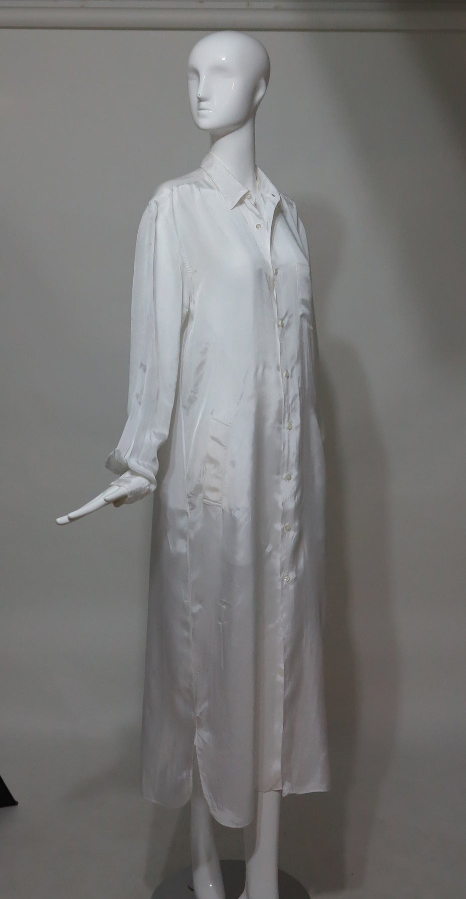Comme des Garcons sheer white nylon button front coat 1990s 3