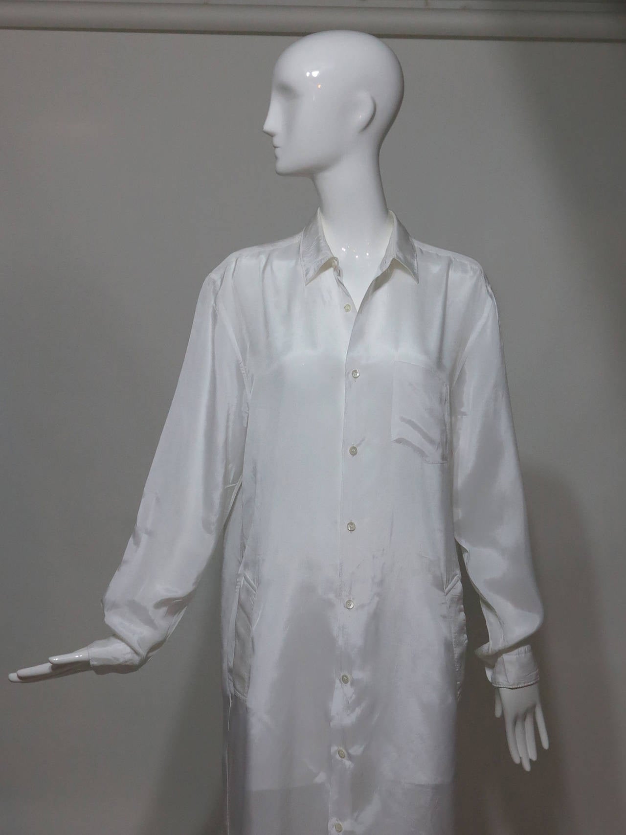 Comme des Garcons sheer white nylon button front coat 1990s 4