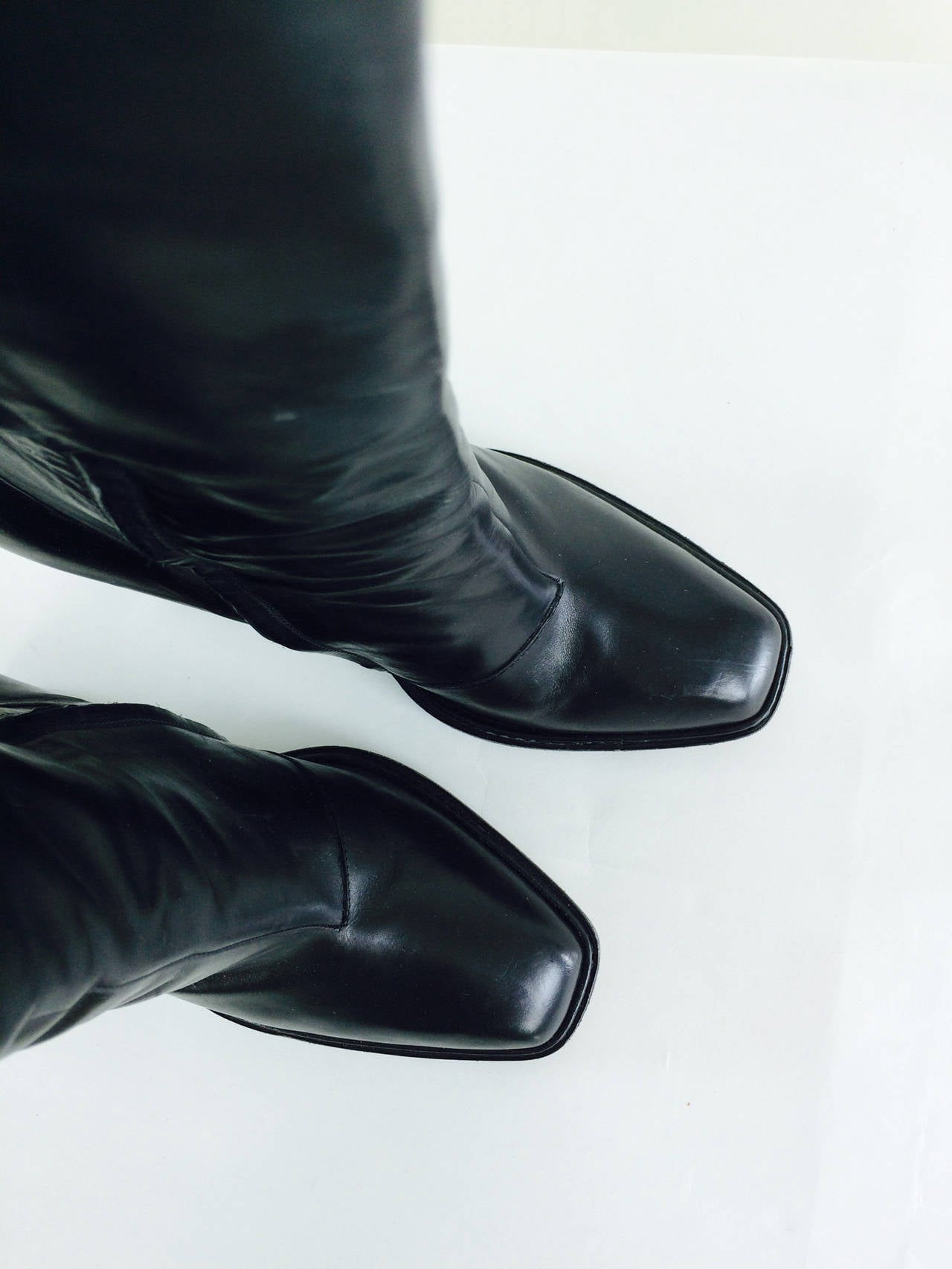 Women's Mason Martin Margiela plexi heel mid calf black leather boots 39 1/2