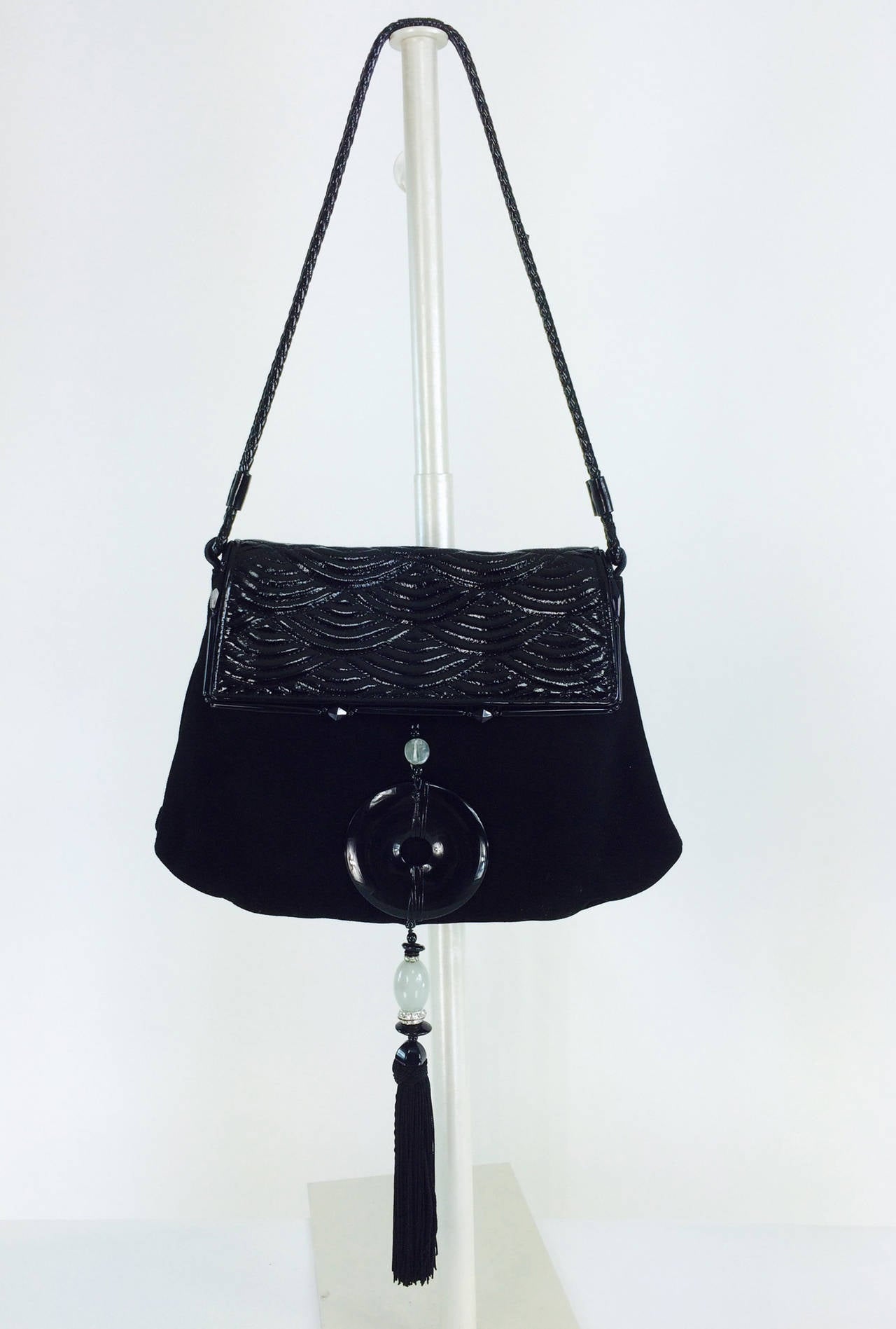 Yves St Laurent RIve Gauche black Chinoiserie evening handbag 4