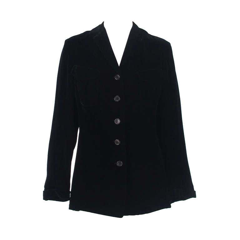 1990s Jil Sander black velvet jacket For Sale at 1stDibs