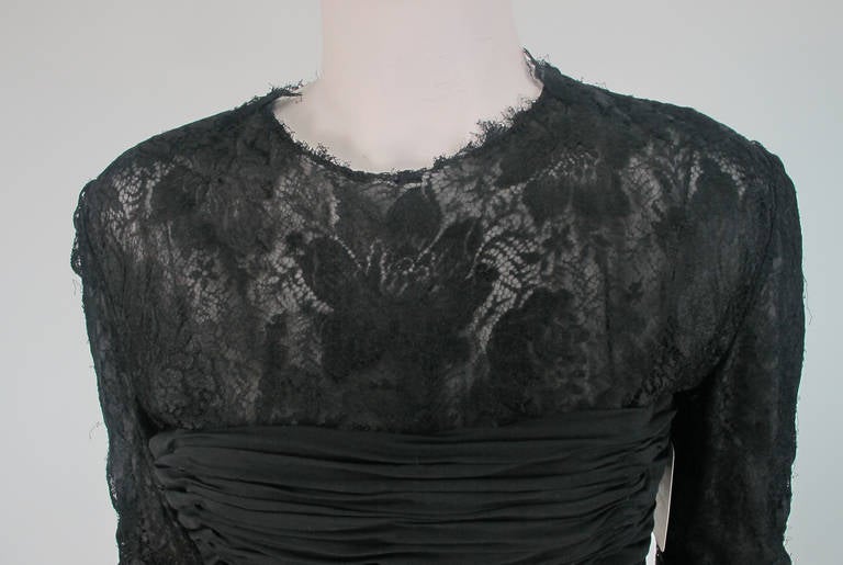 1980s Renato Balestra black silk cocktail dress with tails 5