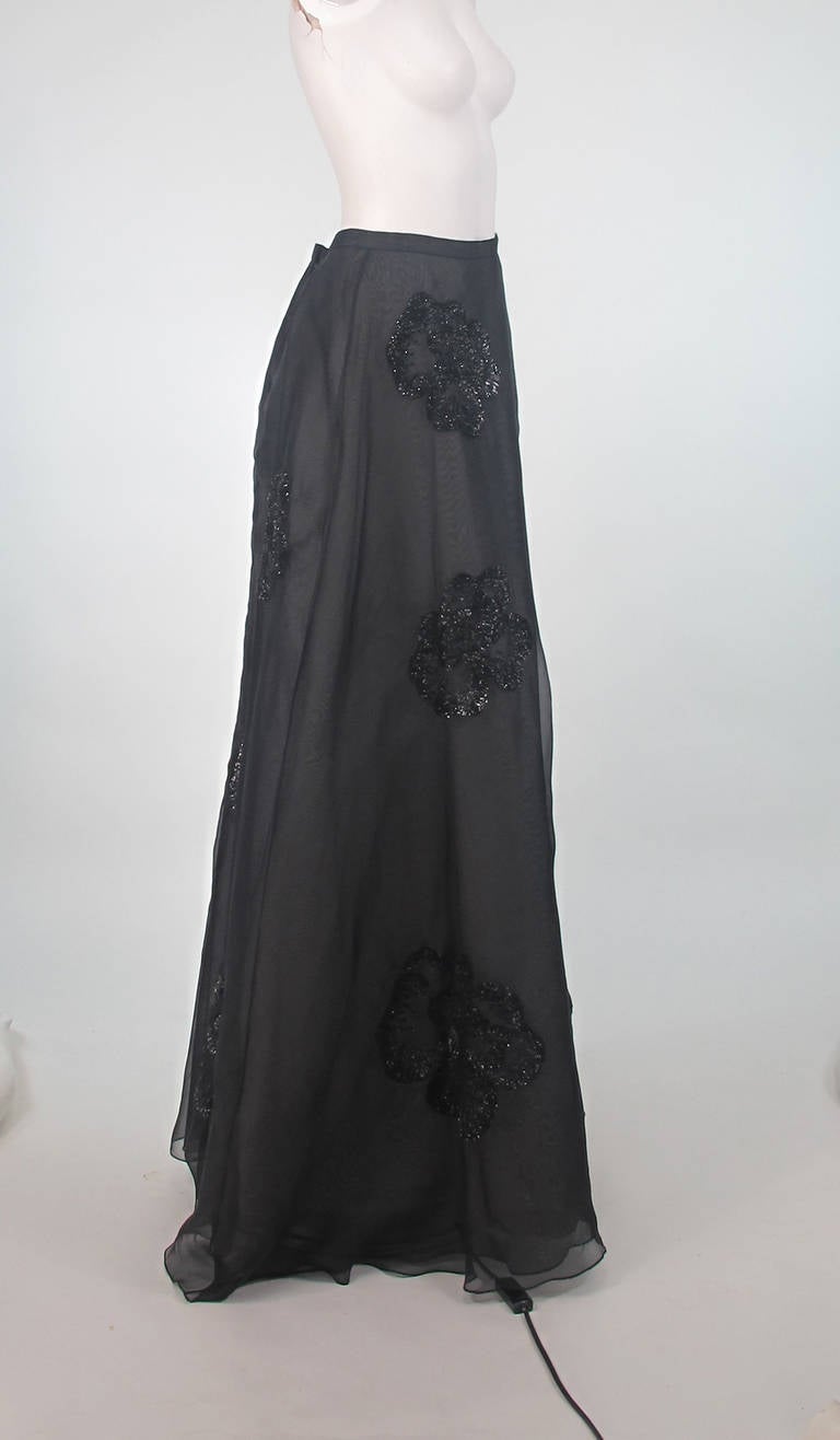 Women's 1990s Melisa Eng black silk organza & sequin evening skirt