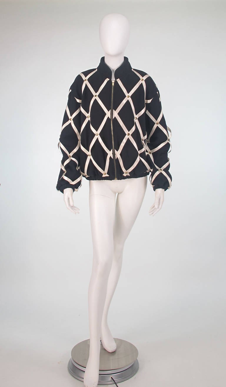 1980s Moschino Couture pin board silk jacket In Excellent Condition In West Palm Beach, FL