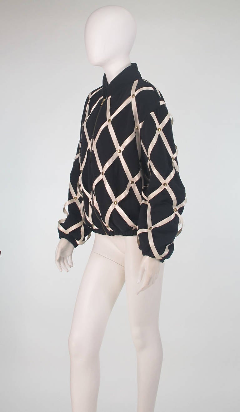 Women's 1980s Moschino Couture pin board silk jacket