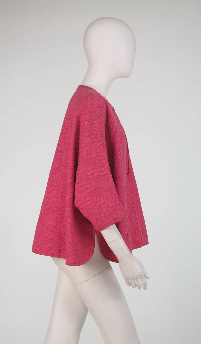 Pink 1950s Bonnie Cashin pink linen & leather jacket