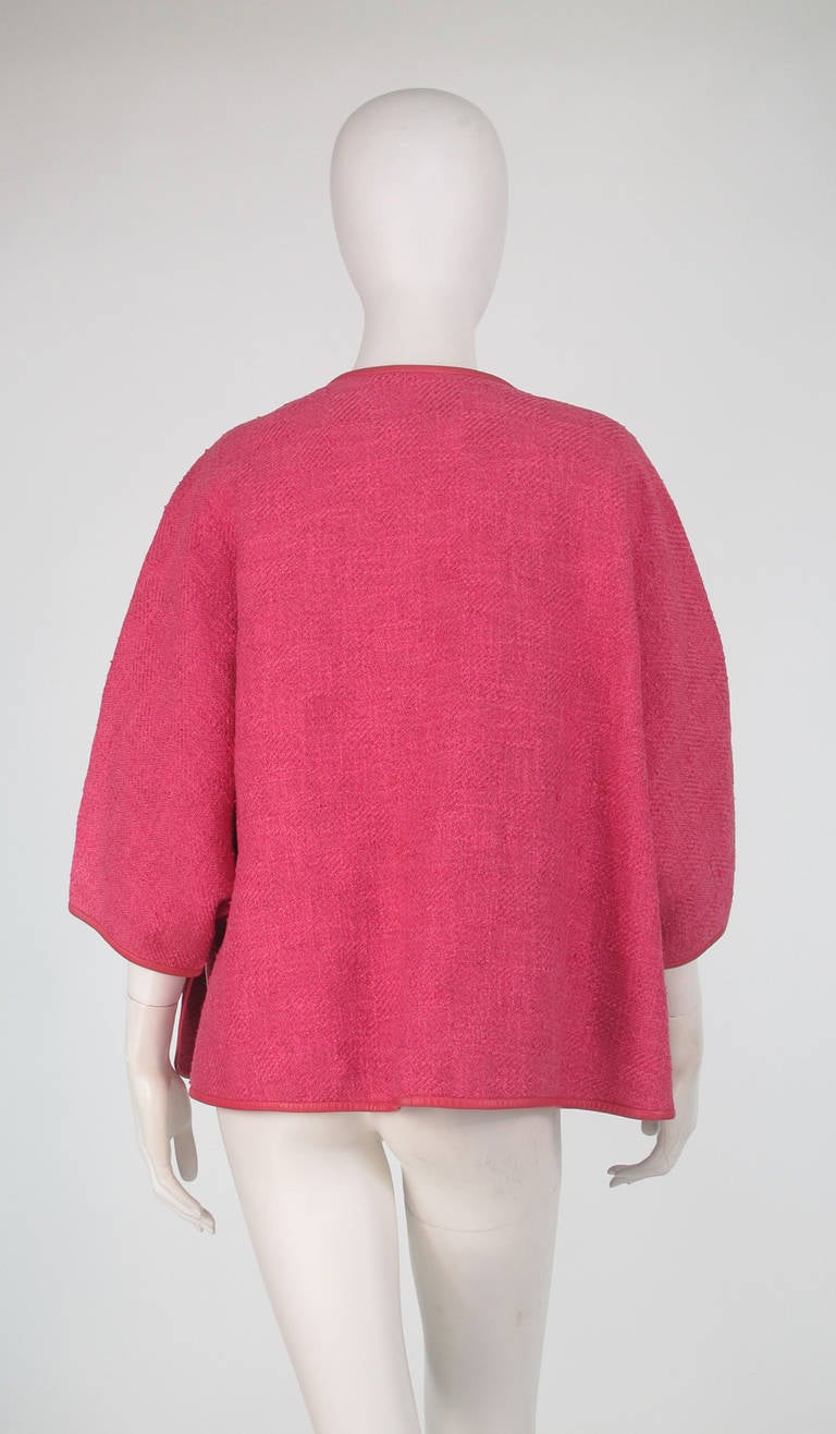 Women's 1950s Bonnie Cashin pink linen & leather jacket