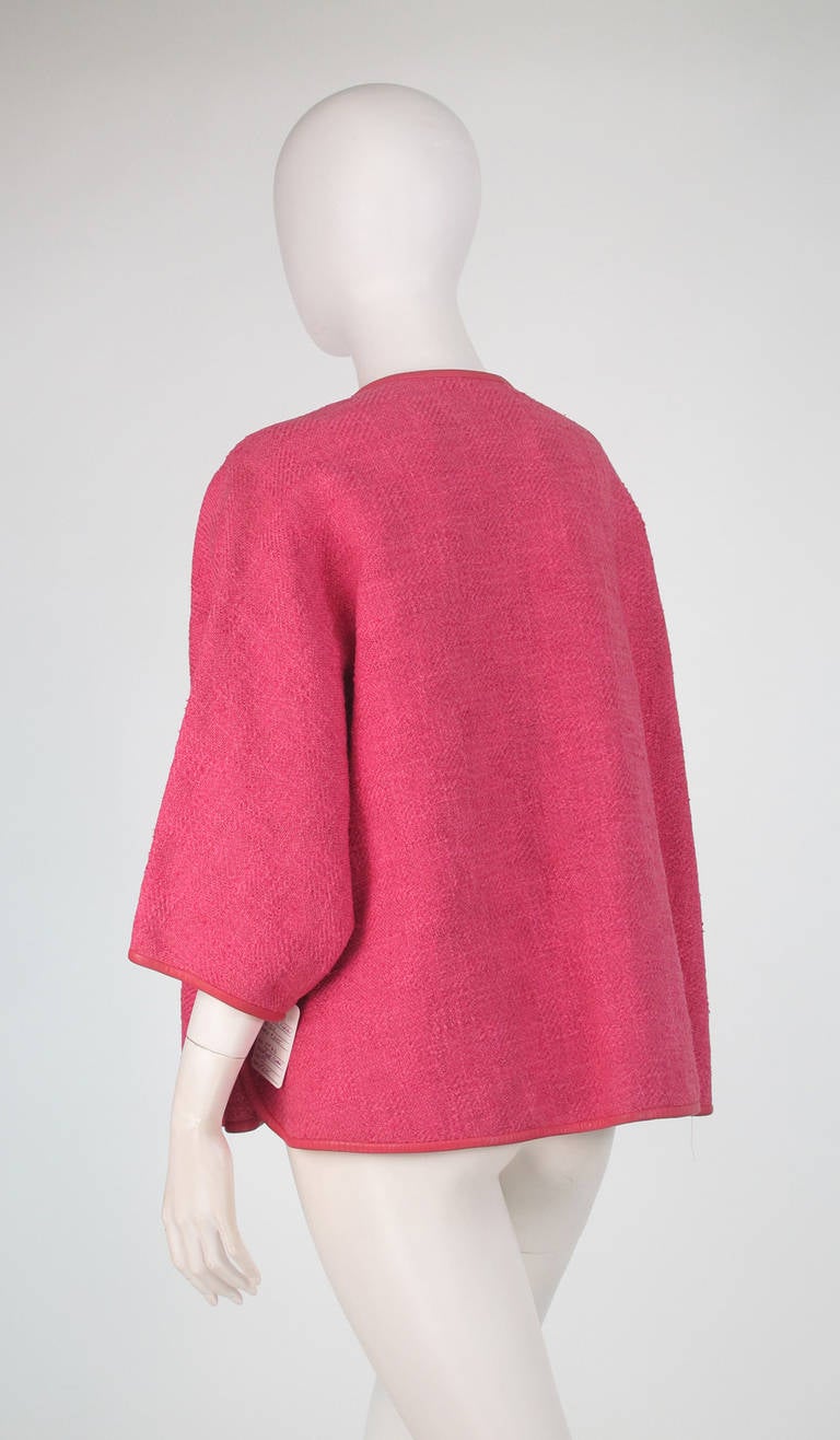1950s Bonnie Cashin pink linen & leather jacket 1