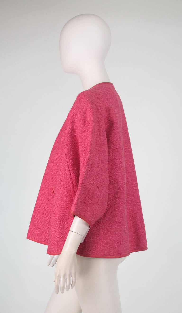 1950s Bonnie Cashin pink linen & leather jacket 2