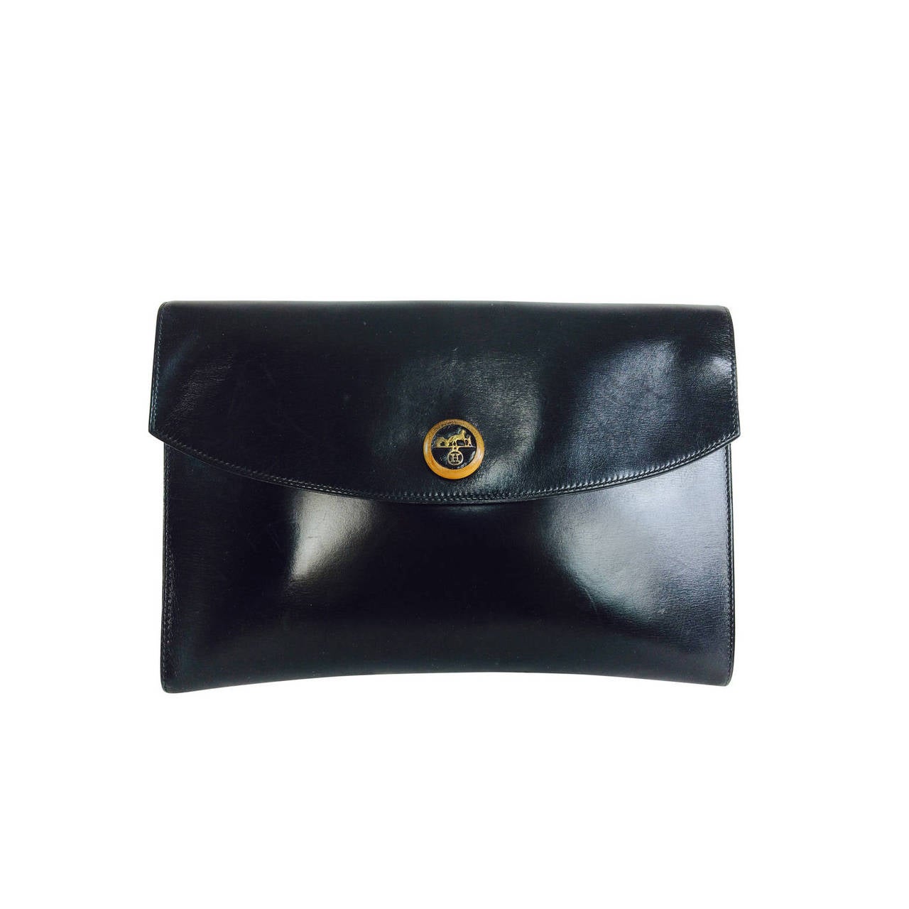 Hermes Pochette Rio in glazed black calf vintage