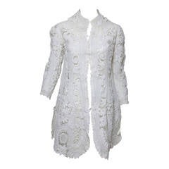 Battenburg white tape lace coat handmade Victorian 6