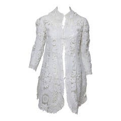 Battenburg white tape lace coat handmade Victorian