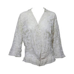 Handmade mixed lace lace Edwardian jacket in off white