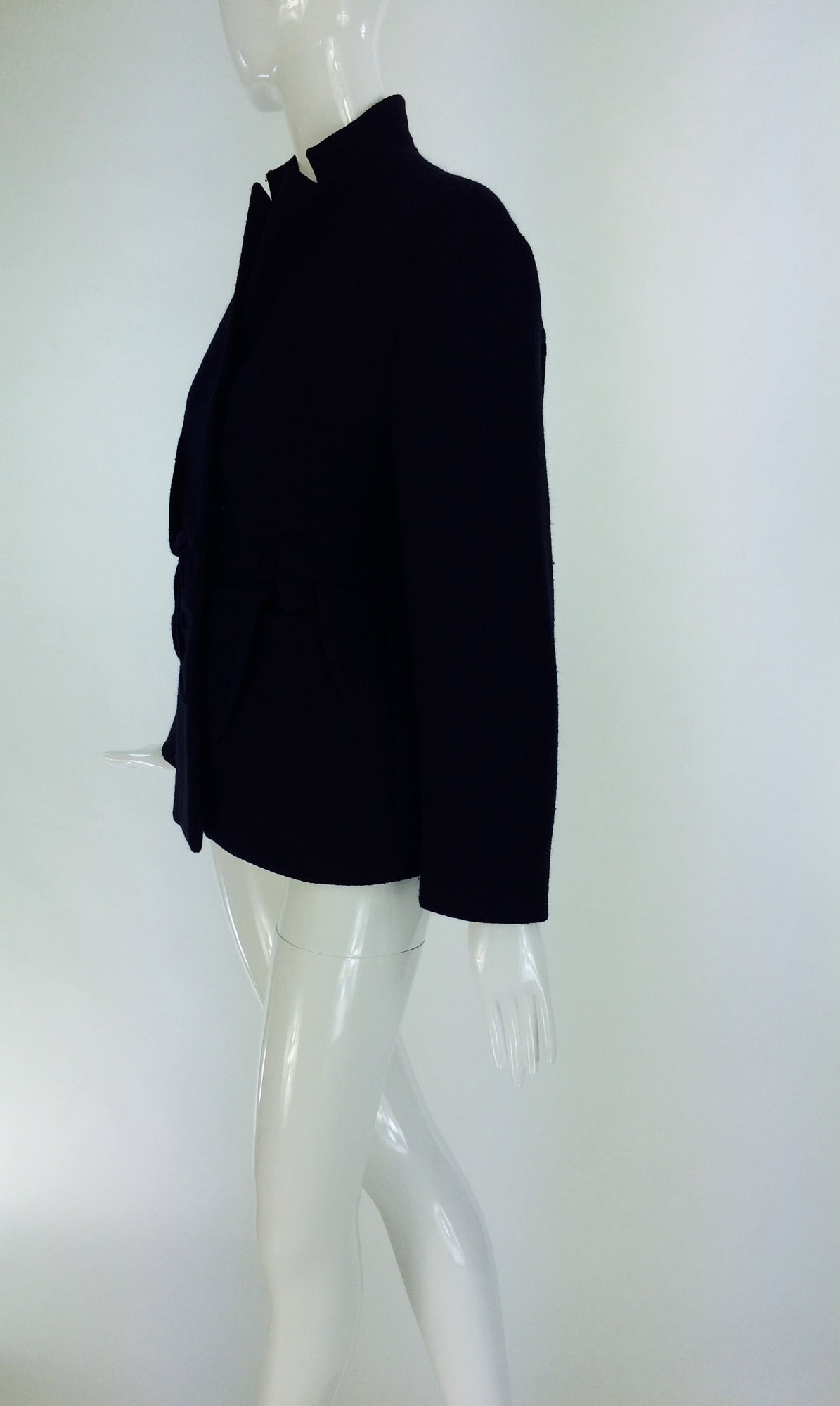 Jil Sander black wool jacket with 3 D sculpted panels 3