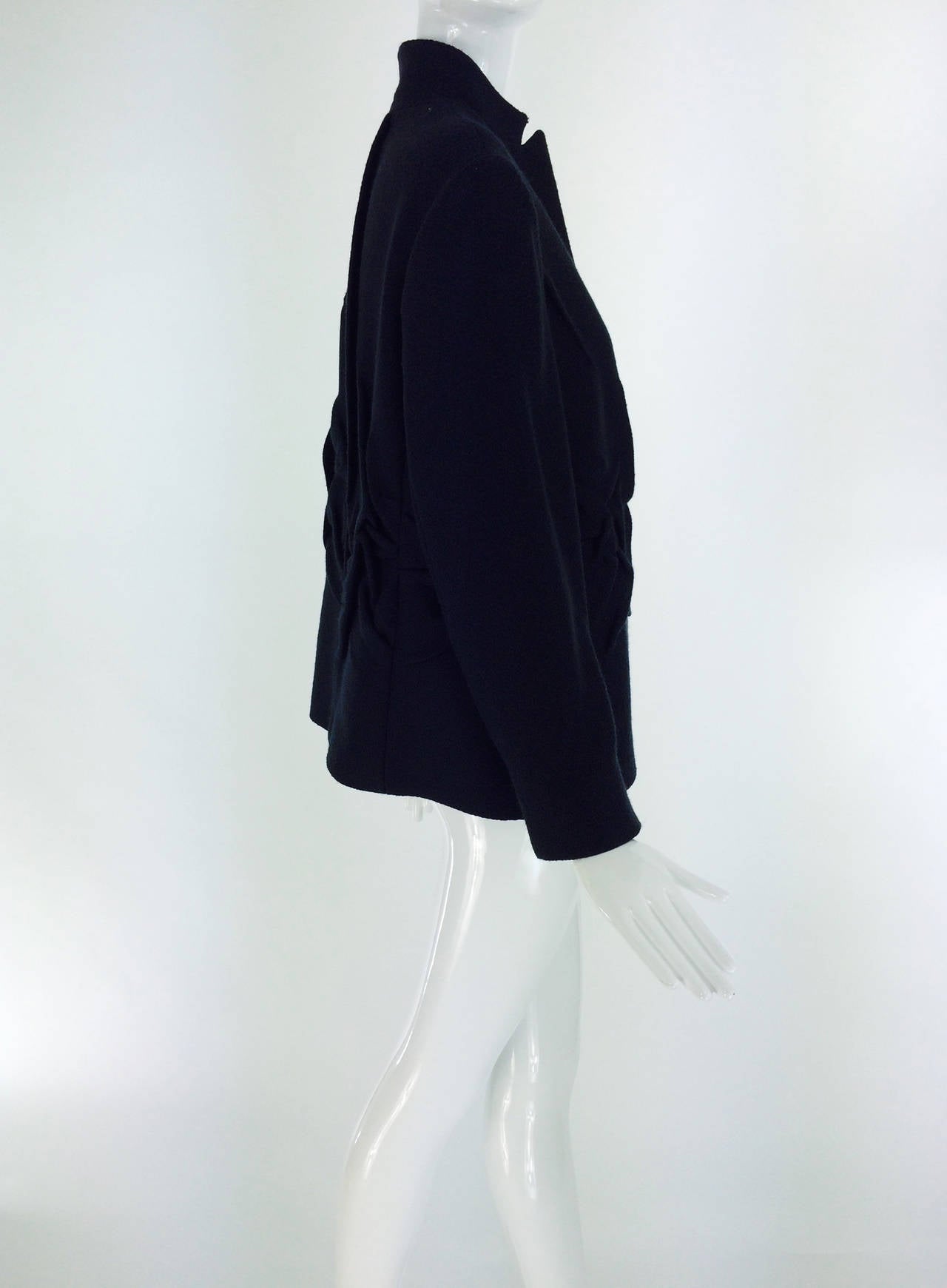 Women's Jil Sander black wool jacket with 3 D sculpted panels