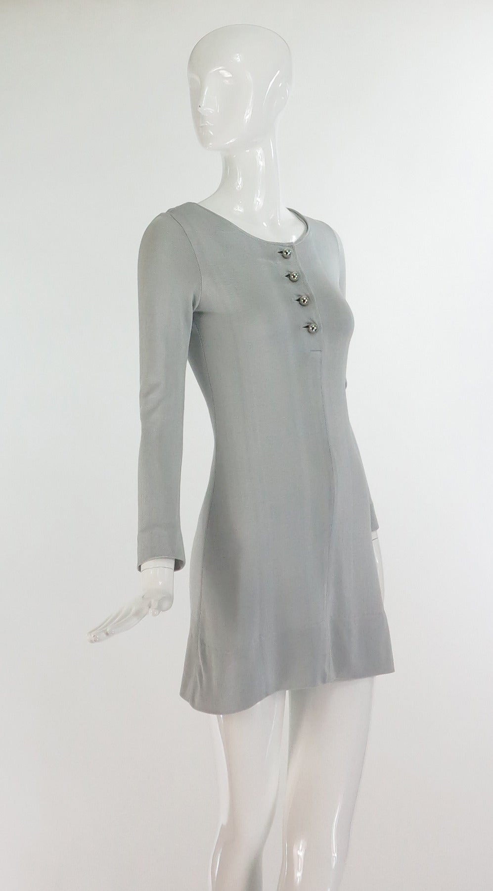 Paraphernalia by Betsey Johnson 1960s silver metallic knit mini dress...
Paraphernalia employed some of the most innovative designers of the 1960s, Betsey Johnson, Deanna Littell & imported from England the designs of Mary Quant,Foale and Tuffin &