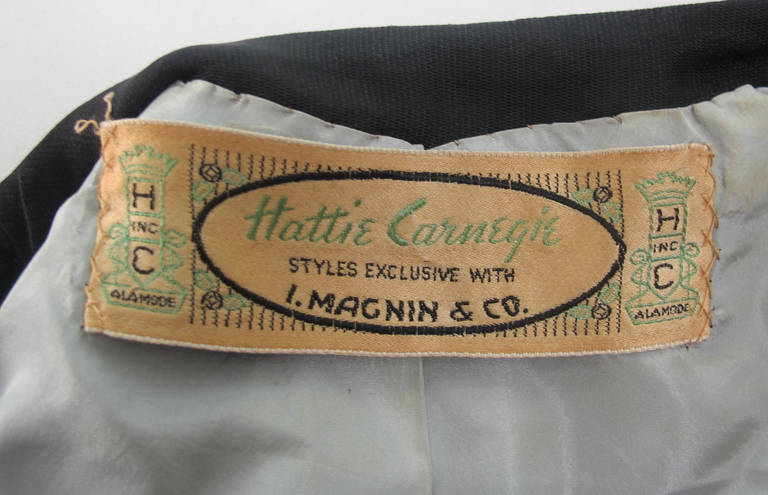 1950s Hattie Carnegie black silk dress & jacket 3