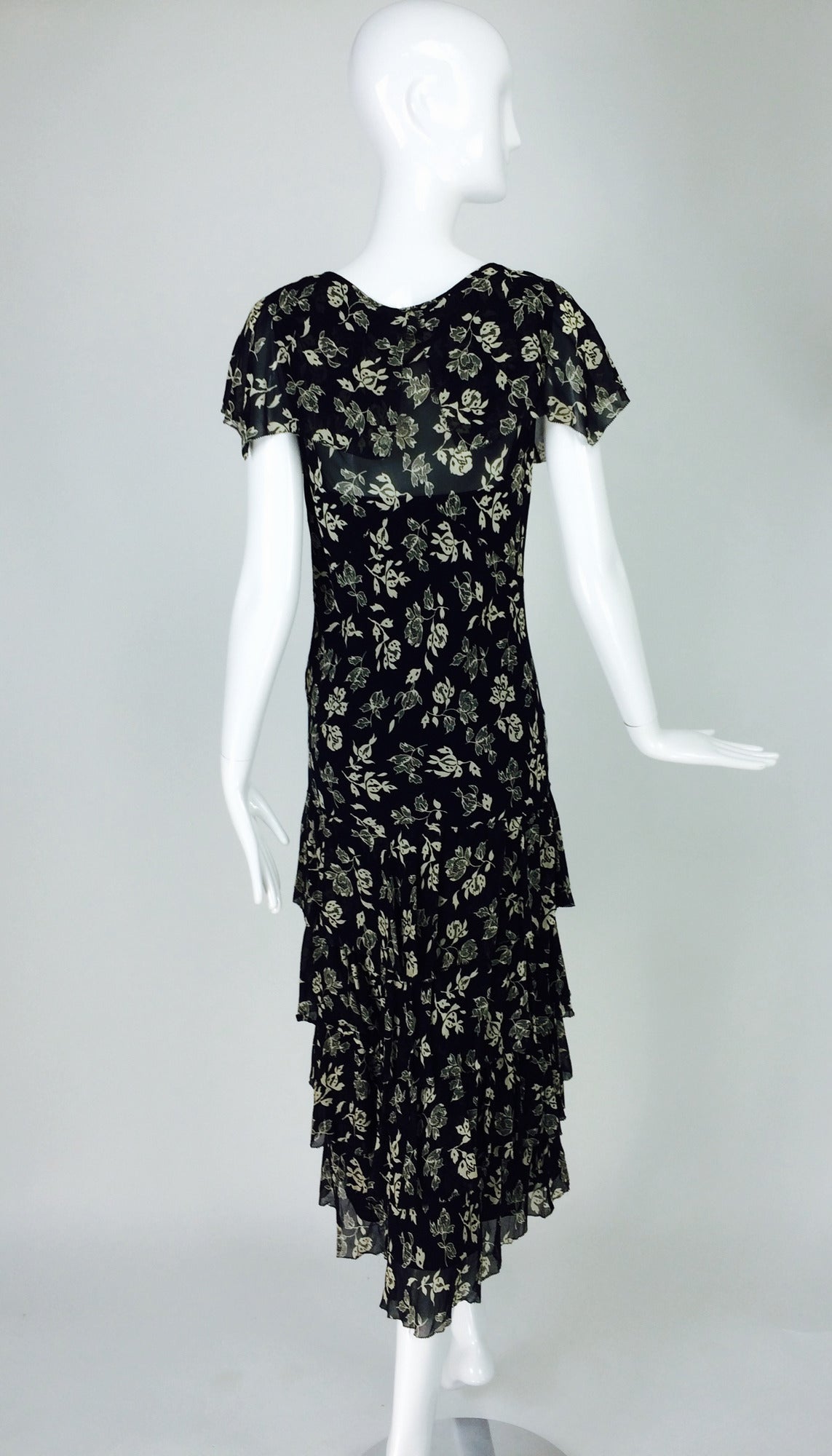 Ralph Lauren 1930s inspired black & cream silk chiffon dress 2