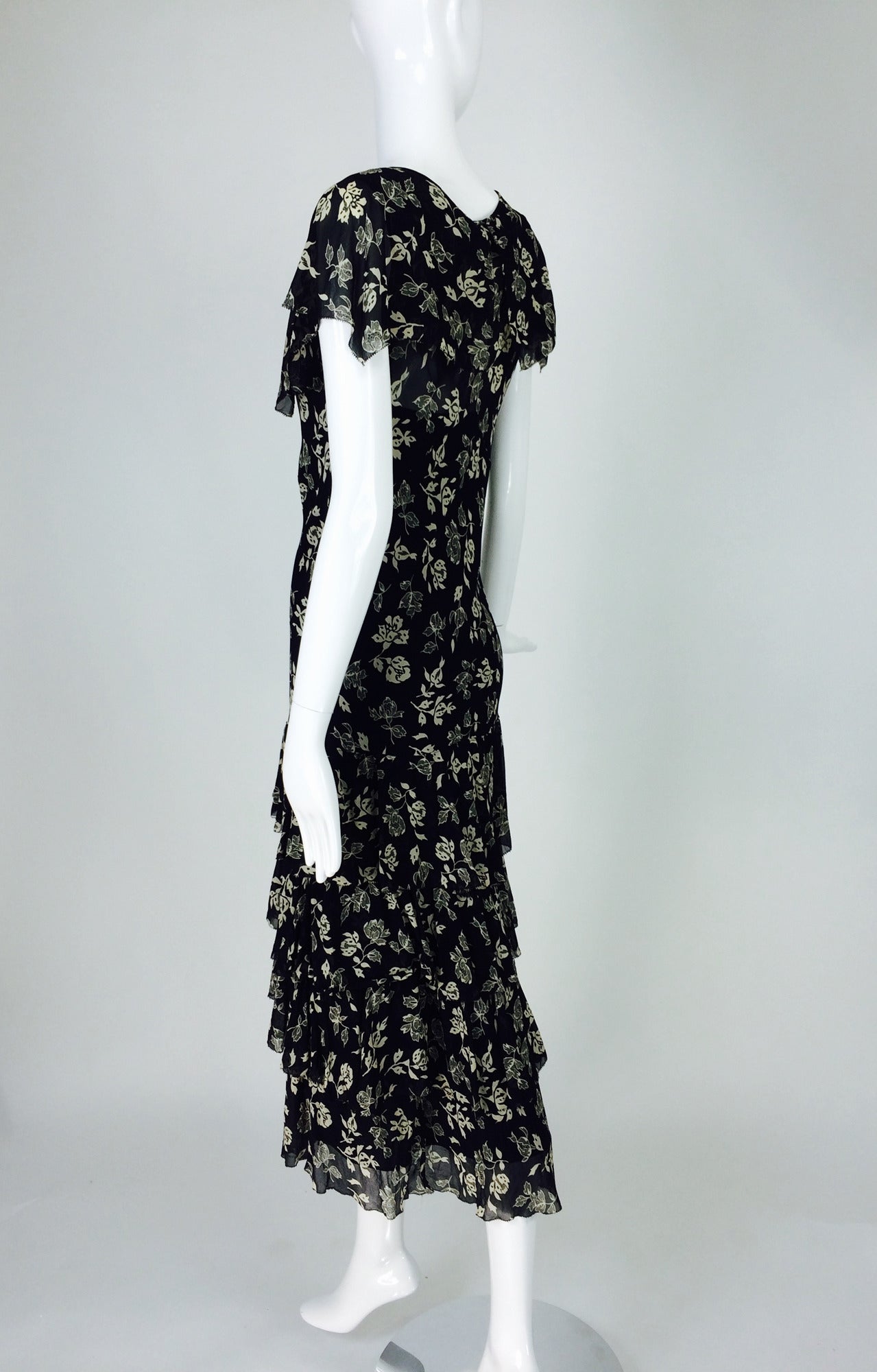 Ralph Lauren 1930s inspired black & cream silk chiffon dress 1
