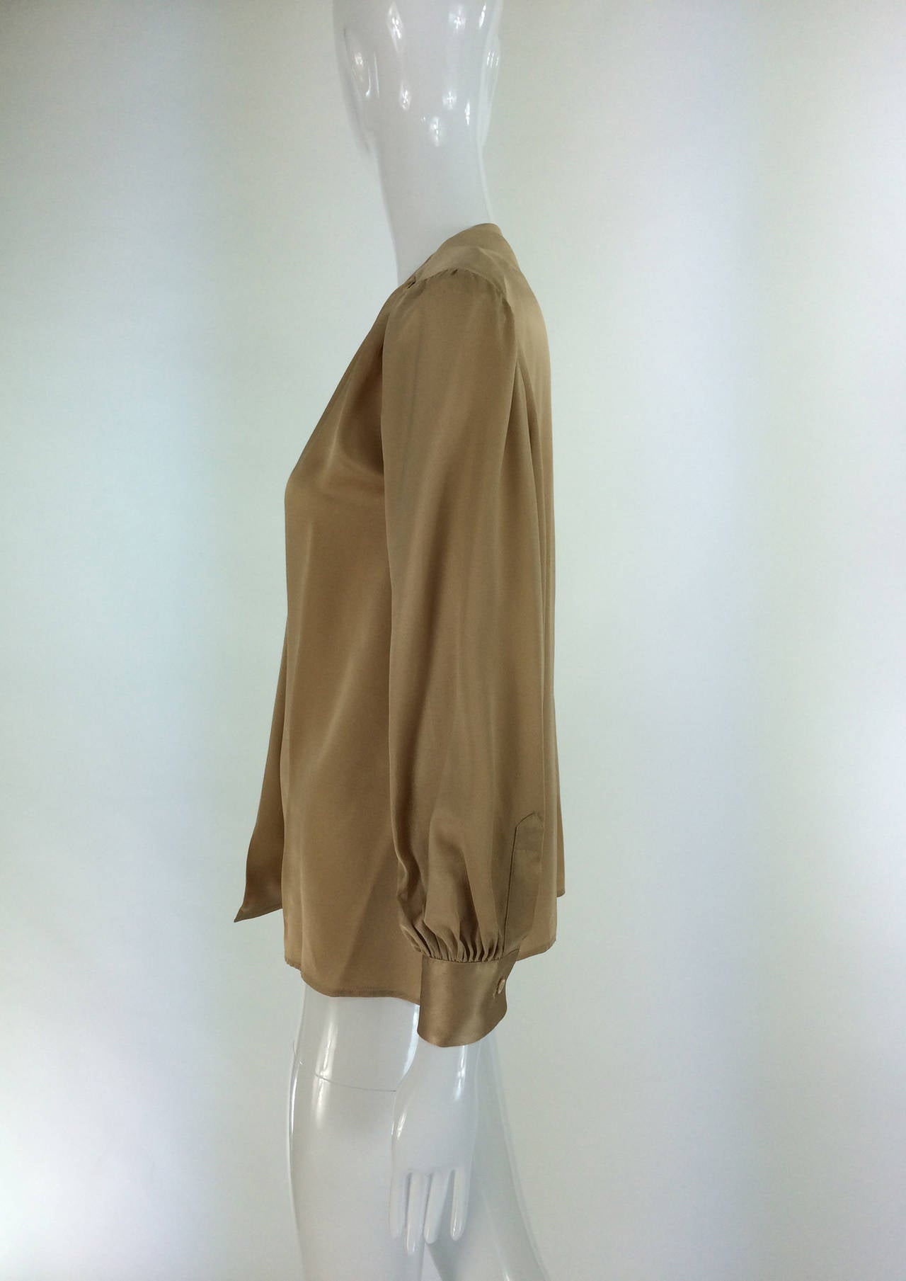 Yves St Laurent Rive Gauche gold silk charmeuse blouse 1990s 1