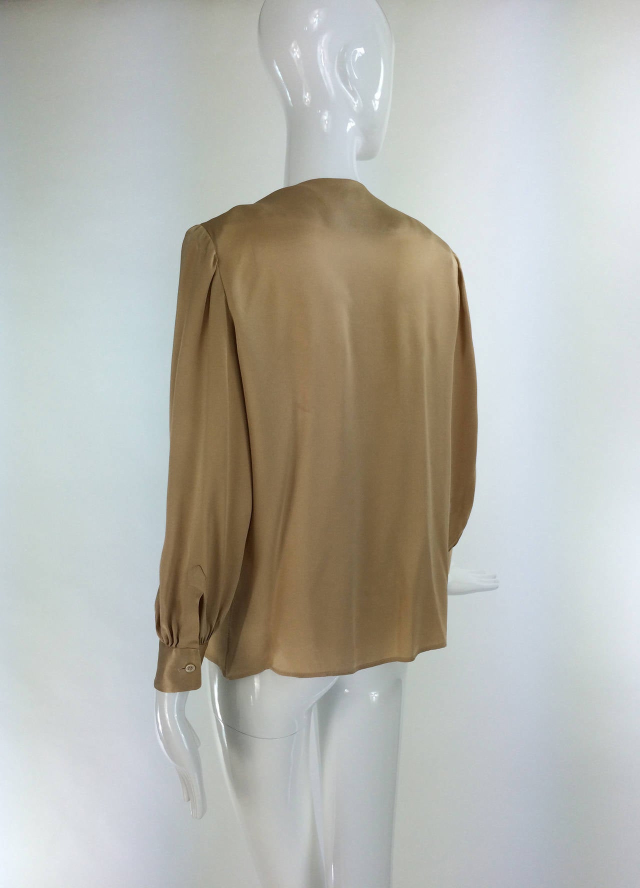 Yves St Laurent Rive Gauche gold silk charmeuse blouse 1990s For Sale ...