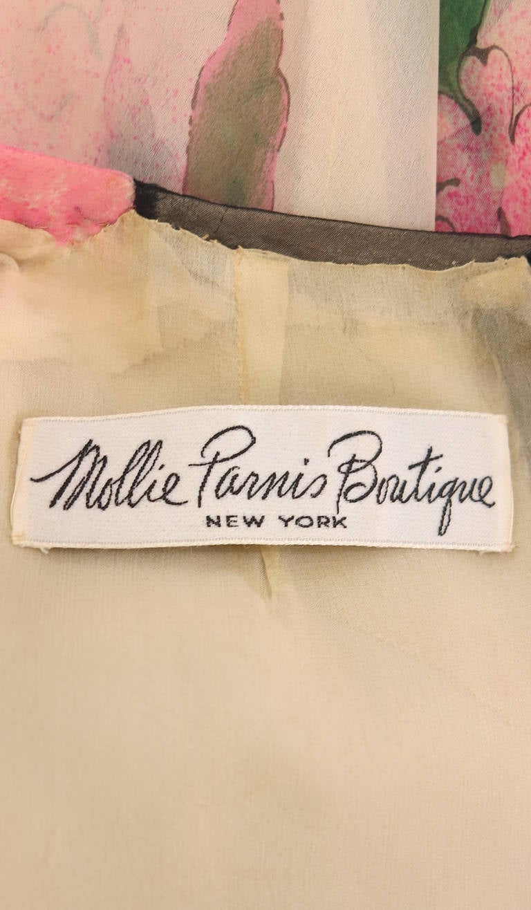 1970s Mollie Parnis Boutique floral chiffon maxi dress 4
