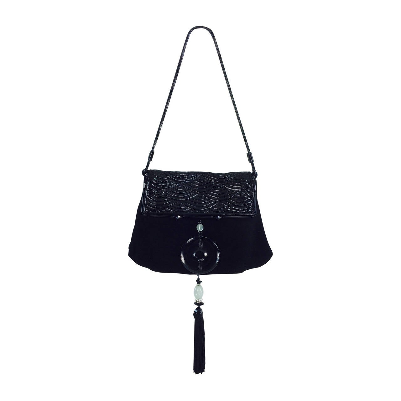 Yves St Laurent RIve Gauche black Chinoiserie evening handbag