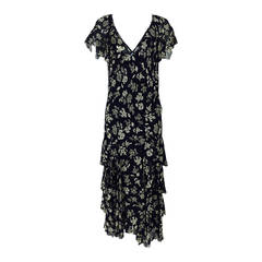 Ralph Lauren 1930s inspired black & cream silk chiffon dress