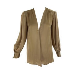 Yves St Laurent Rive Gauche gold silk charmeuse blouse 1990s