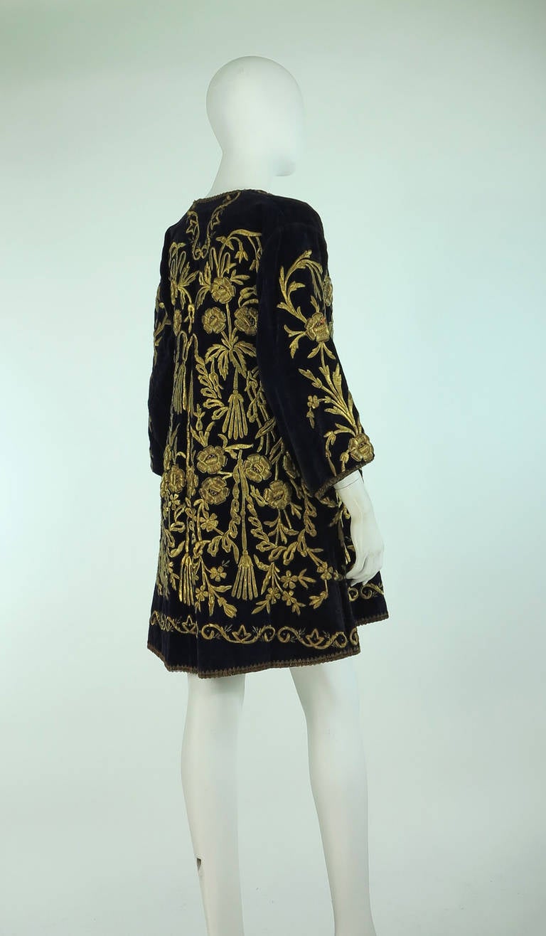 Women's 19th Century Ottoman Empire gold metallic embroidered velvet coat