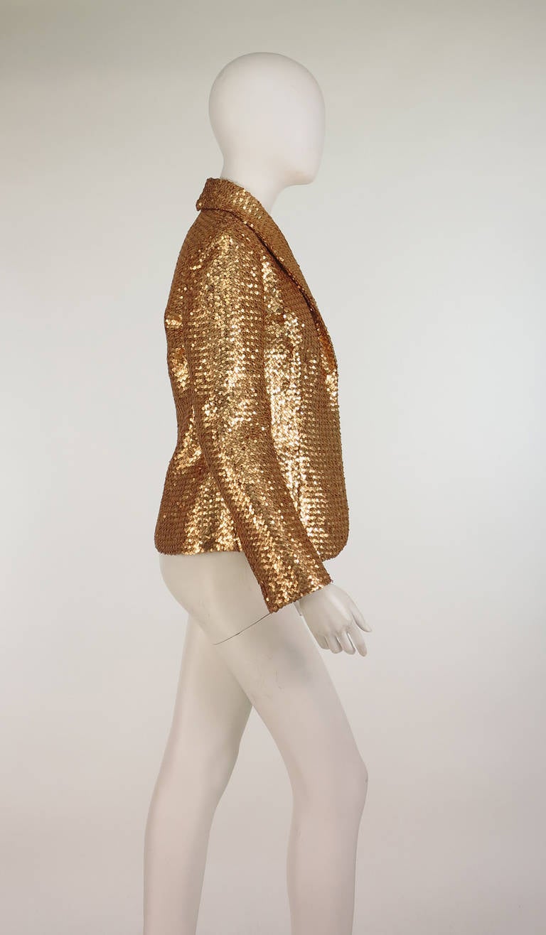 1970s French  gold sequin jacket In Excellent Condition In West Palm Beach, FL