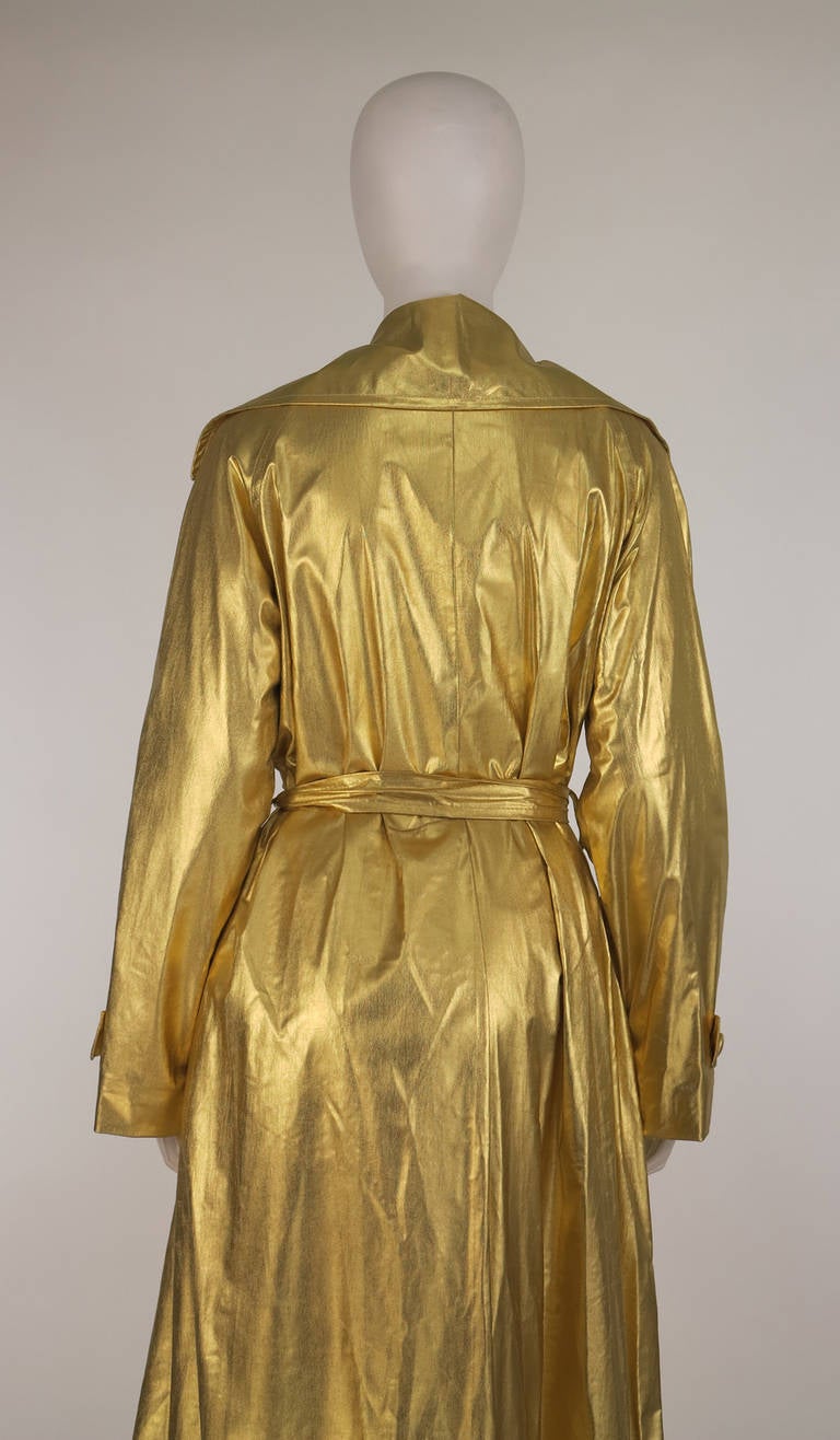 Women's 1980s Raincheetahs liquid gold trench coat