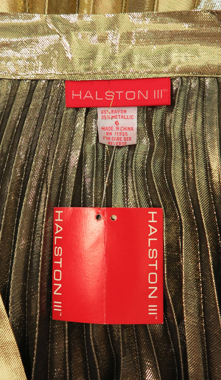 1980s Halston liquid gold knife pleated skirt NWT 1
