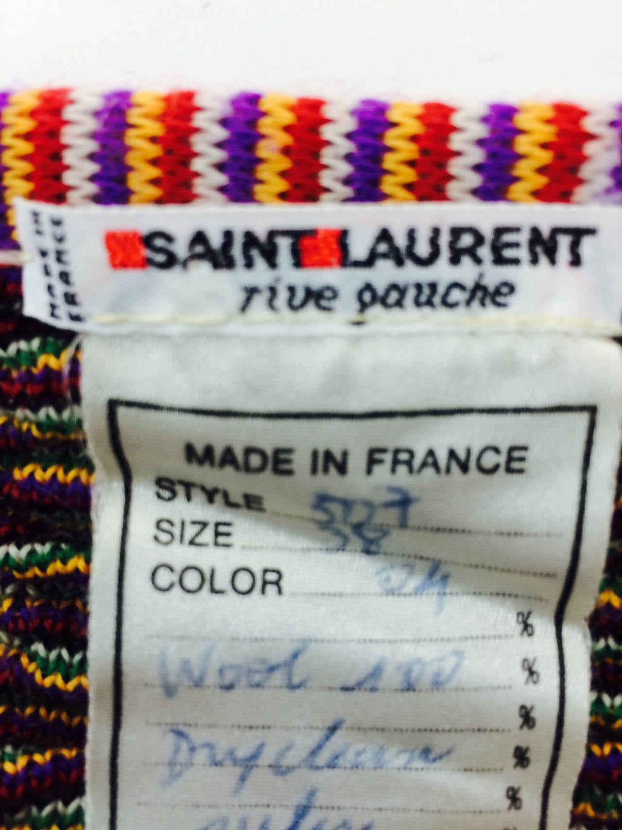 Yves St Laurent YSL Rive Gauche geometric tribal knit sweater 1970s 4