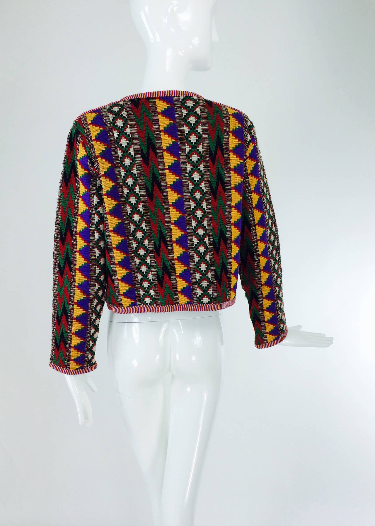 Yves St Laurent YSL Rive Gauche geometric tribal knit sweater 1970s 2