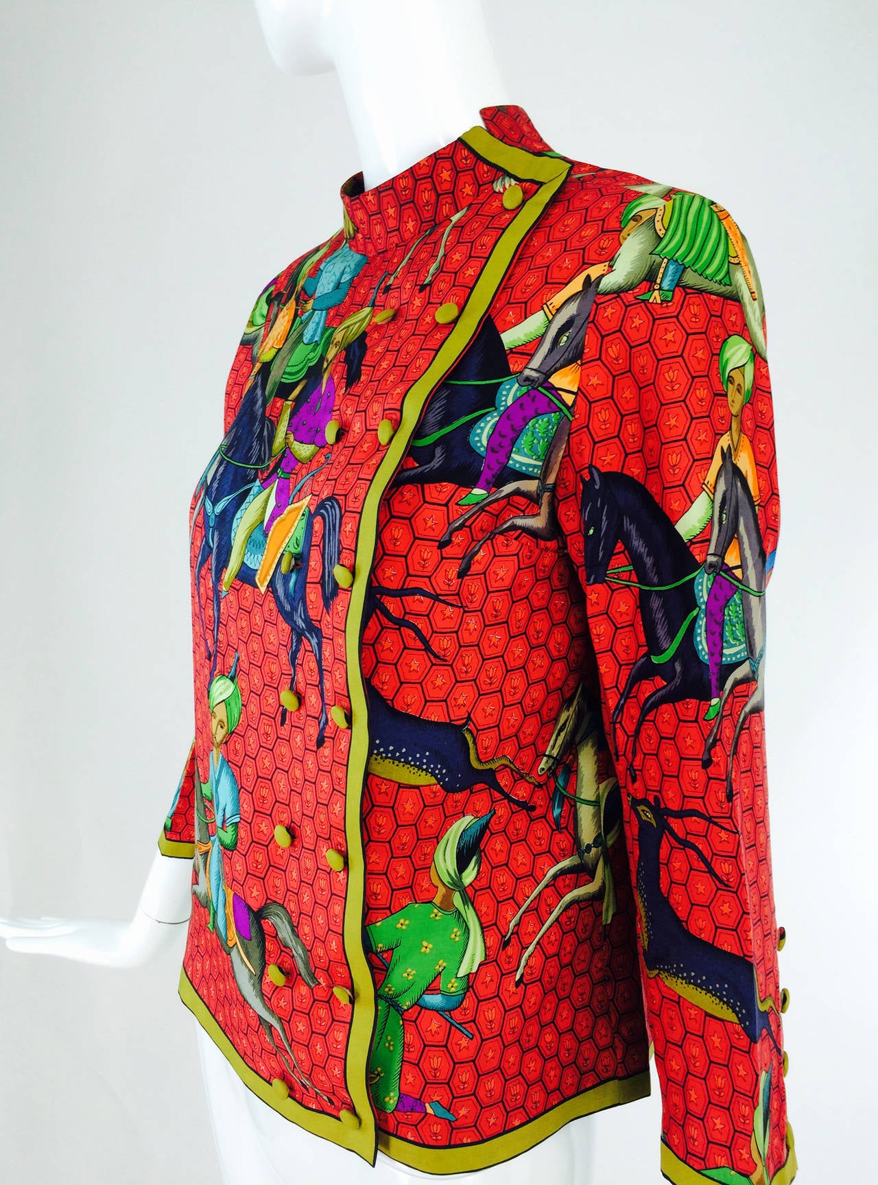 Hermes Ispahan by Maurice Tranchant labeled Hermes Boutique Sport, very rare 1960s...The rare Ispahan silk print was specially issued by Hermes in 1966 for the IOS (International Overseas Services) in India...I believe this design was a one time