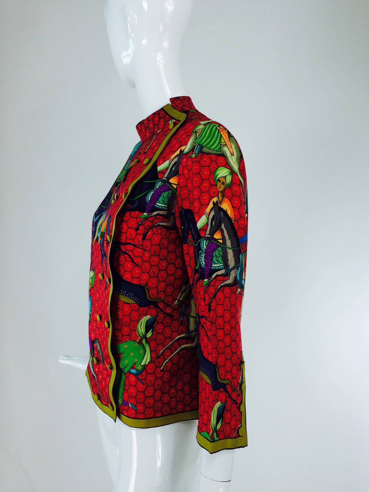 Hermes silk twill blouse Ispahan by Maurice Tranchant very rare 1960s 3