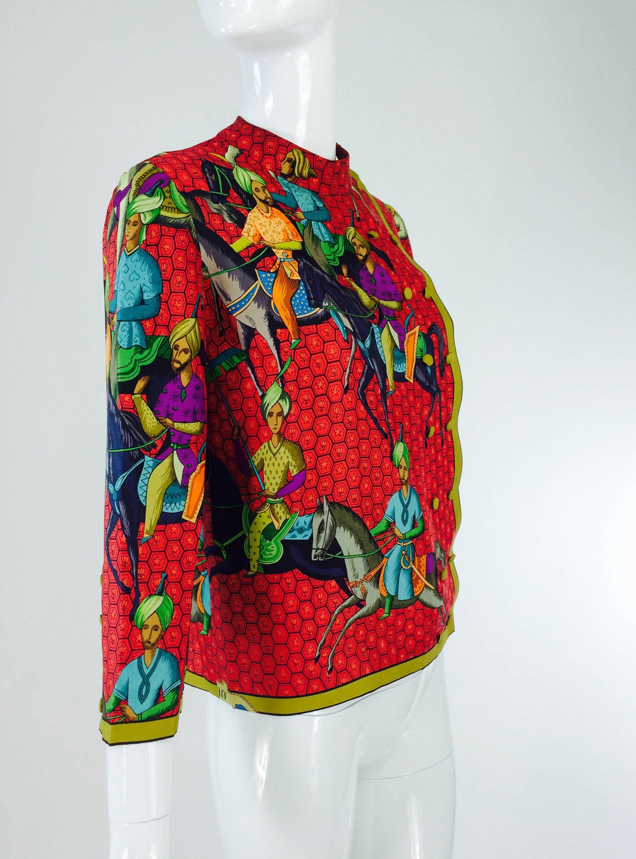 Women's Hermes silk twill blouse Ispahan by Maurice Tranchant very rare 1960s
