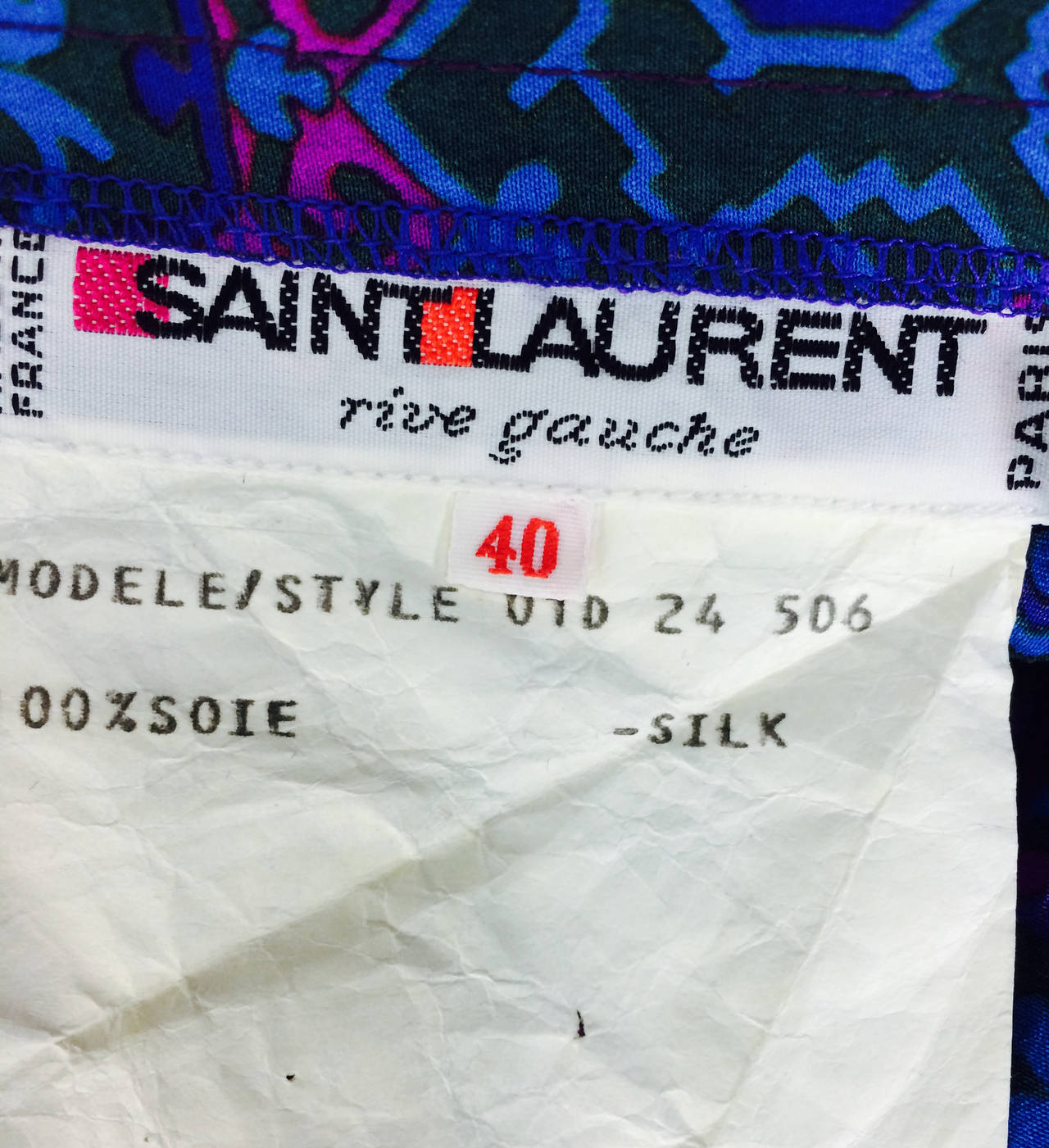 Yves St Laurent YSL Rive Gauche Majorelle blue pleated silk skirt 1