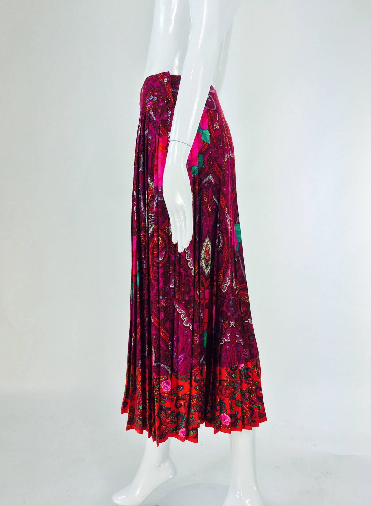 Women's Kenzo bright paisley mix print midi skirt 1980s